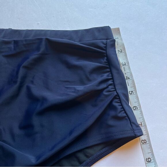 Women's Bikini Bottom Navy Blue Size Large Ruched Sides. High Waist - Picture 7 of 7